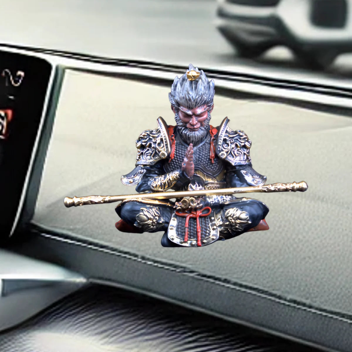 Vibrant Monkey King Figurine 1 Set Hand-Painted Plastic Car Dashboard Ornament Premium Automotive Accessory