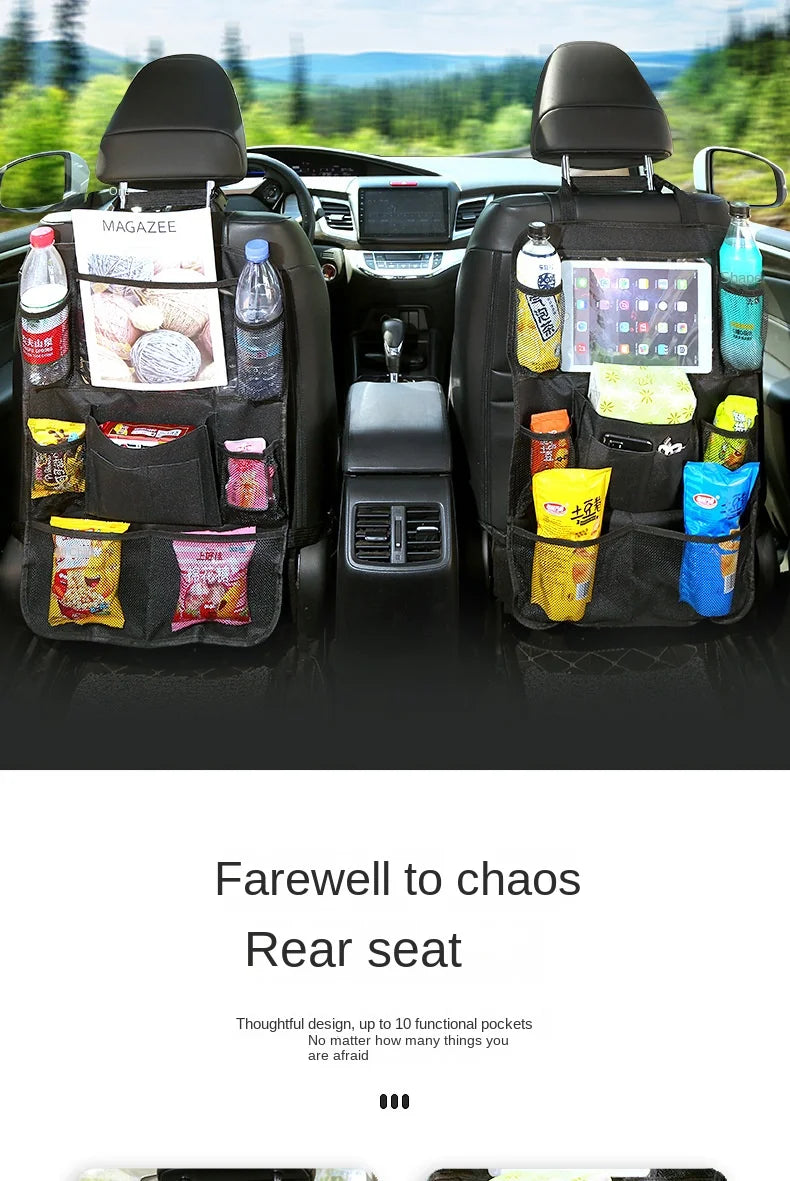 Car Backseat Organizer with Touch Screen Tablet Holder Auto Storage Pockets