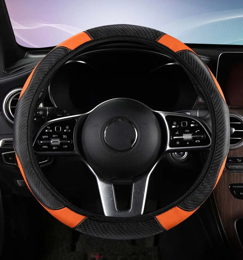 Car Steering Wheel Cover Breathable Anti Slip PU Leather Steering Covers