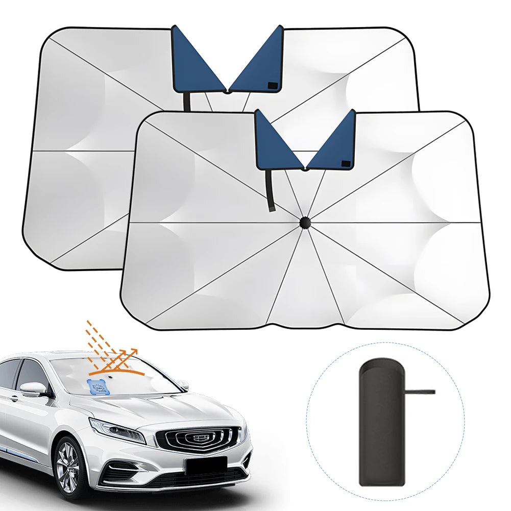 Car Sunshade Windshield Umbrella with 360° Rotation Bendable Handle Front Window