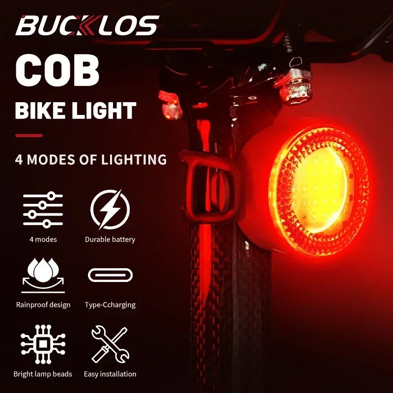 BUCKLOS Cycling Lights COB Bicycle Headlight Taillight LED Bike Front Rear Light Ultralight Riding Warning Lamp Road MTB Lantern