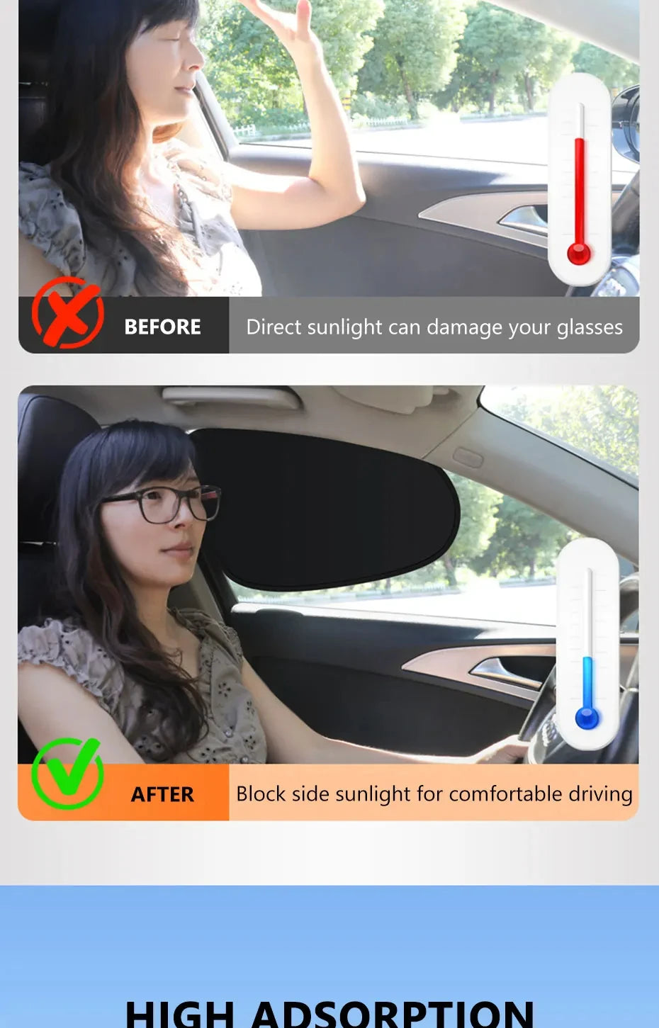 New Electrostatic Sun Visor for Car Side Window 4-Layer Shade Curtains SUV Truck
