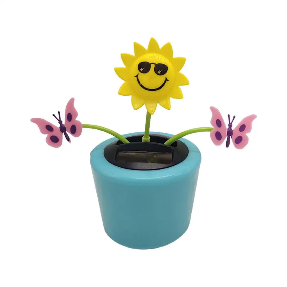 Solar Toy Sunflower Ornaments Dancing Flowers Powered Car Dashboard Automatic Premium Automotive Accessory