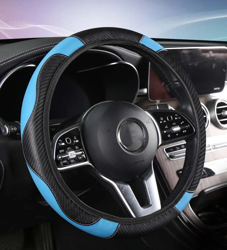 Car Steering Wheel Cover Breathable Anti Slip PU Leather Steering Covers