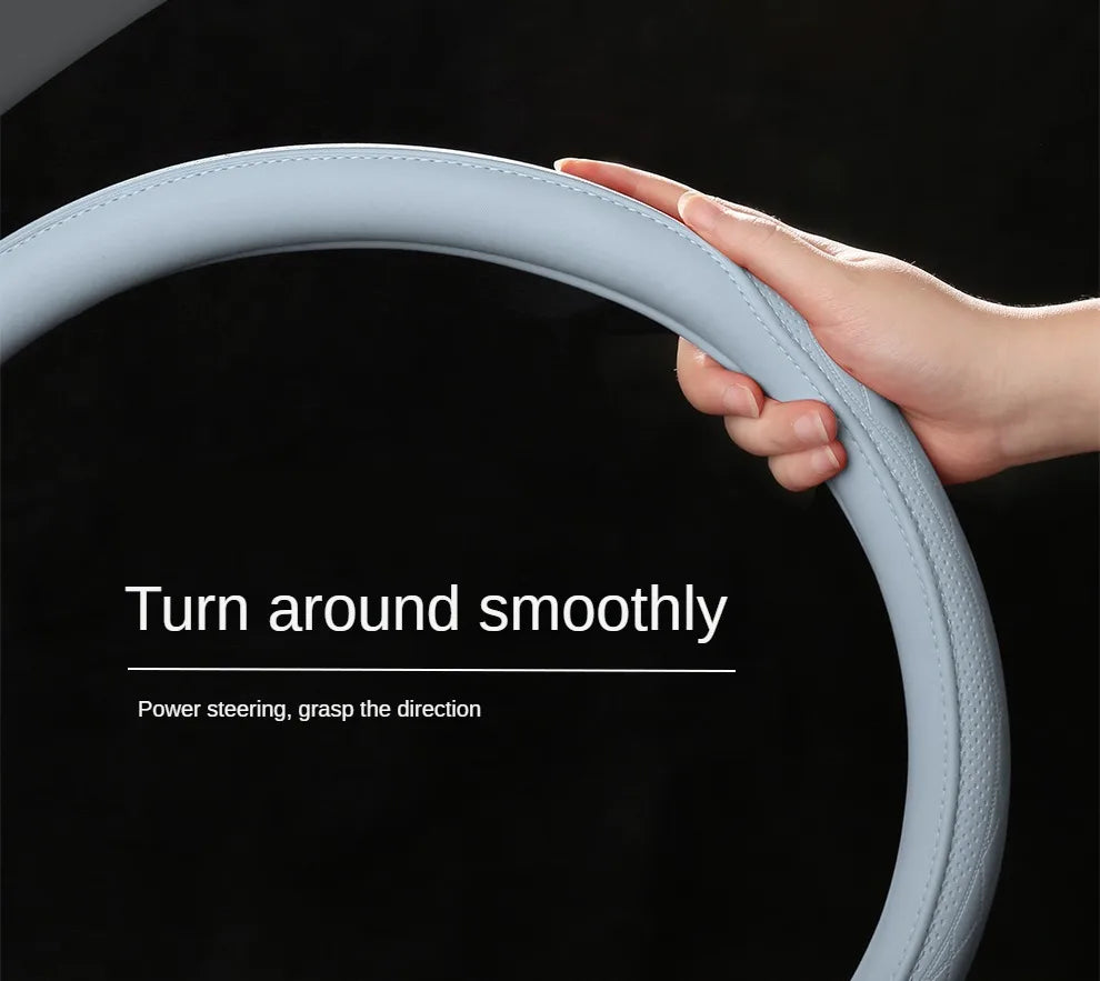 Steering Wheel Cover, Non-slip Napa Leather Perforated Patchwork Car Auto Vehicl