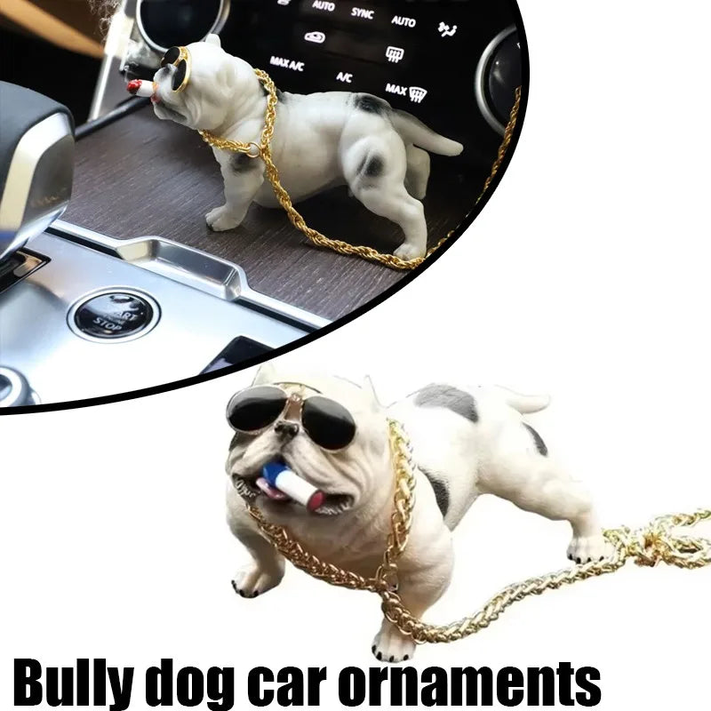 Car Bulldog Ornament Personality High End Bully Dog Dashboard Decoration Resin Premium Automotive Accessory