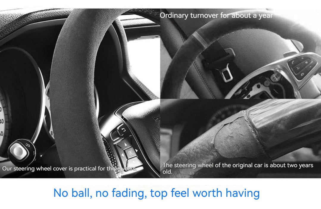 Suede Steering Wheel Cover for All Seasons Auto Ultra-thin Non-slip