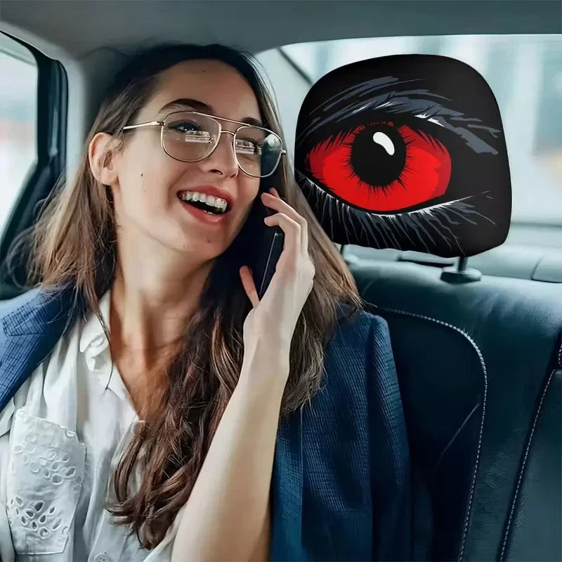 1 PC-Red-eyed Car Headrest Cover Interior Protector Auto Vehicle Accessory