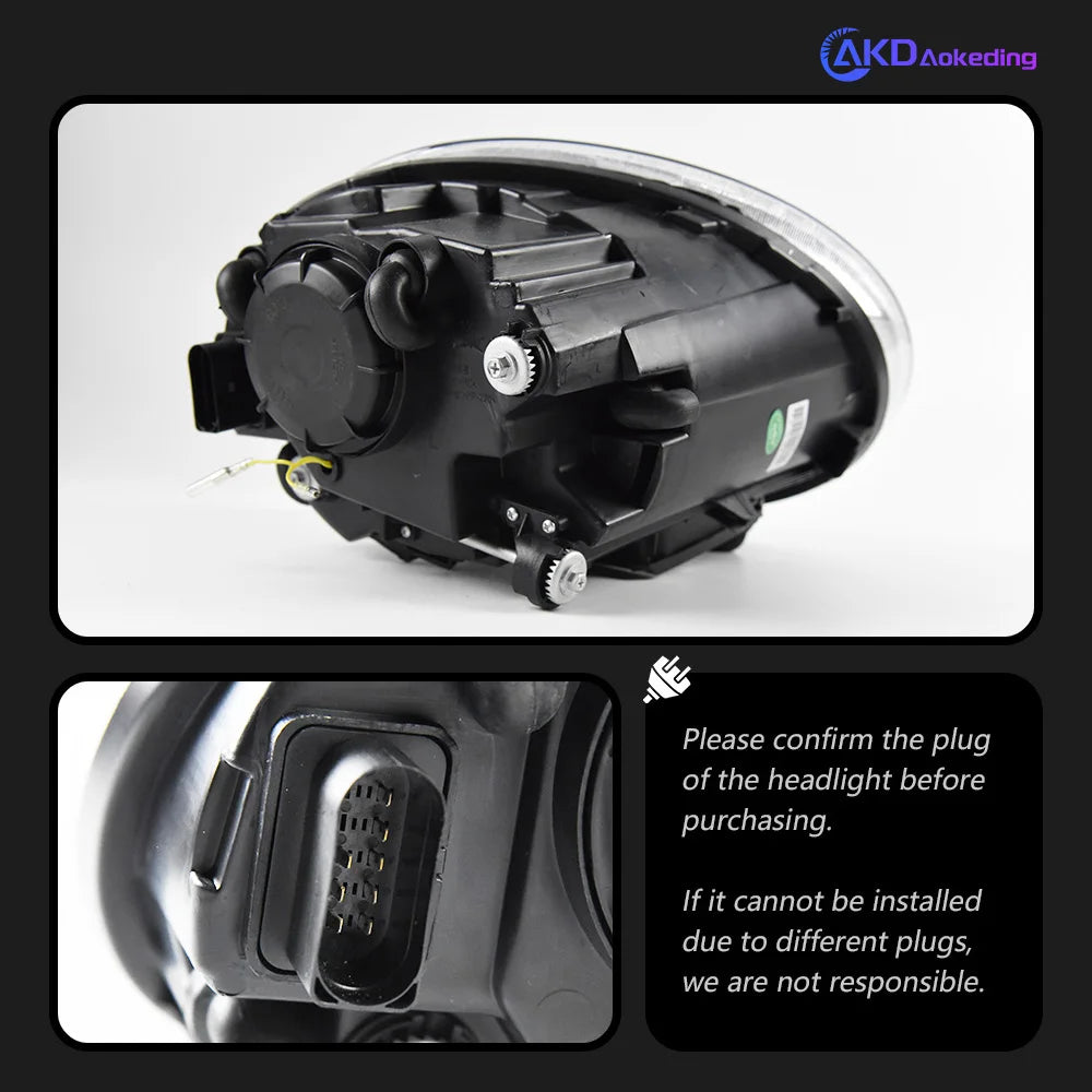 AKD Head Lamp for VW Beetle LED Headlight 2006-2021 Headlights Beetle DRL Turn Signal High Beam Angel Eye Projector Lens