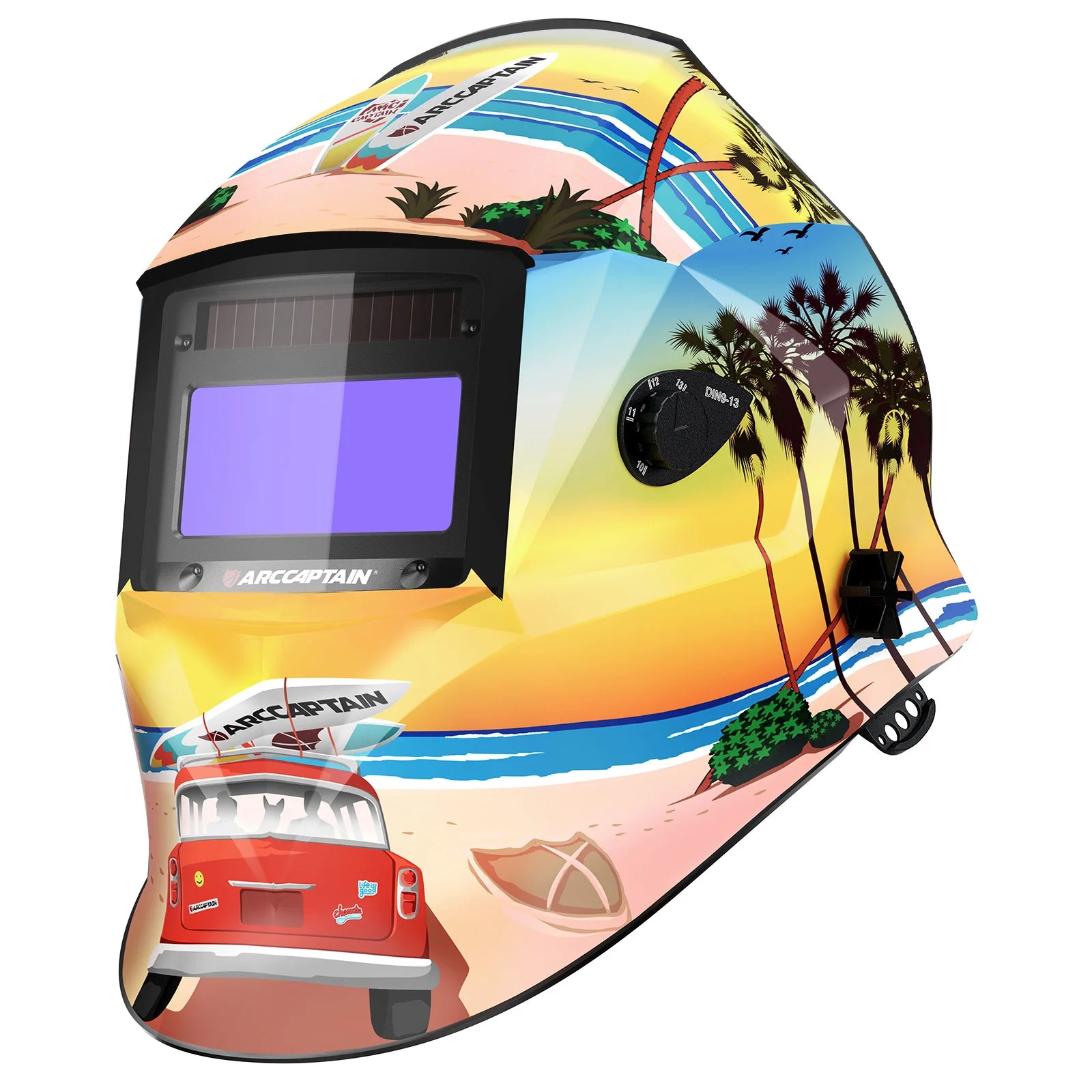 ARCCAPTAIN Welding Helmet Auto Darkening 1/1/1/1 Solar Powered 4 Arc Sensor 1/25000s Welding Hood Face Mask For MIG MAG ARC TIG