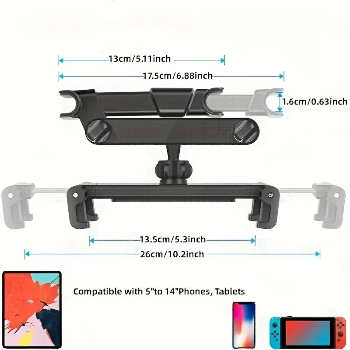 Car Tablet Holder Headrest Mount Stand Cradle Compatible Interior Protector Auto