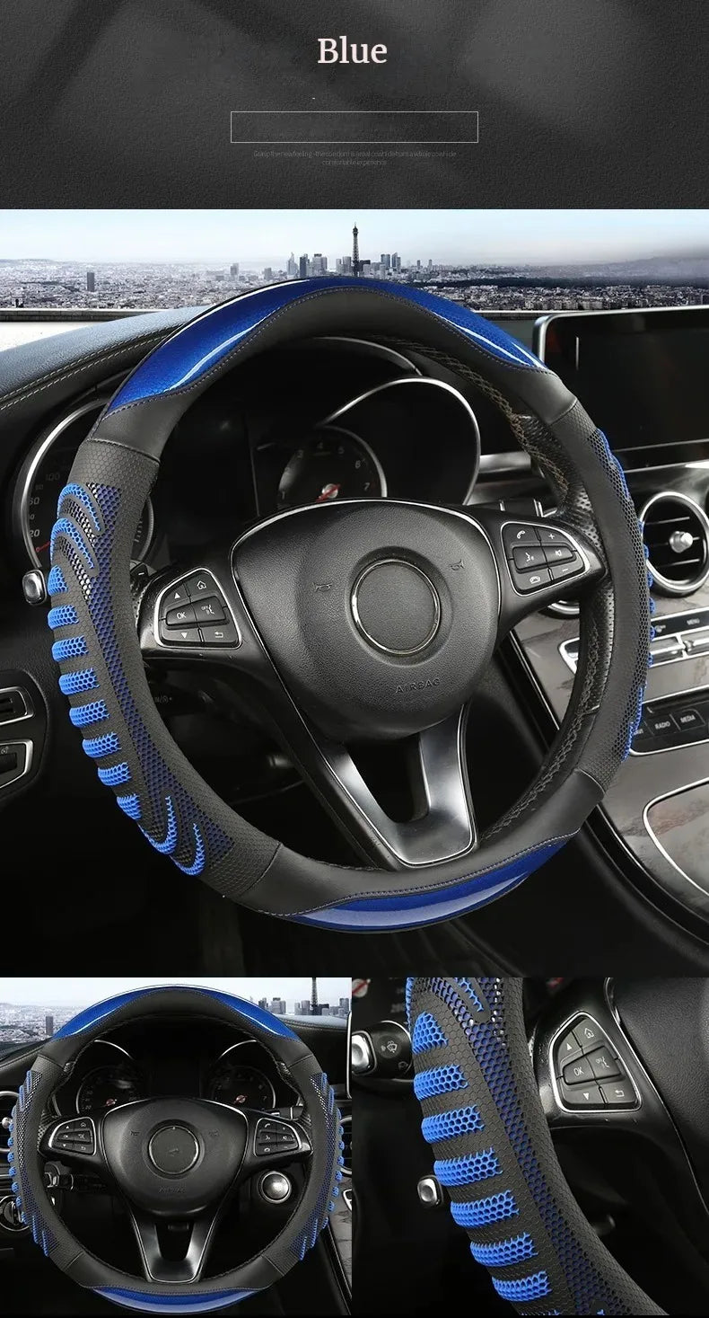 Three-dimensional Honeycomb Steering Wheel Cover Durable Leather Cover