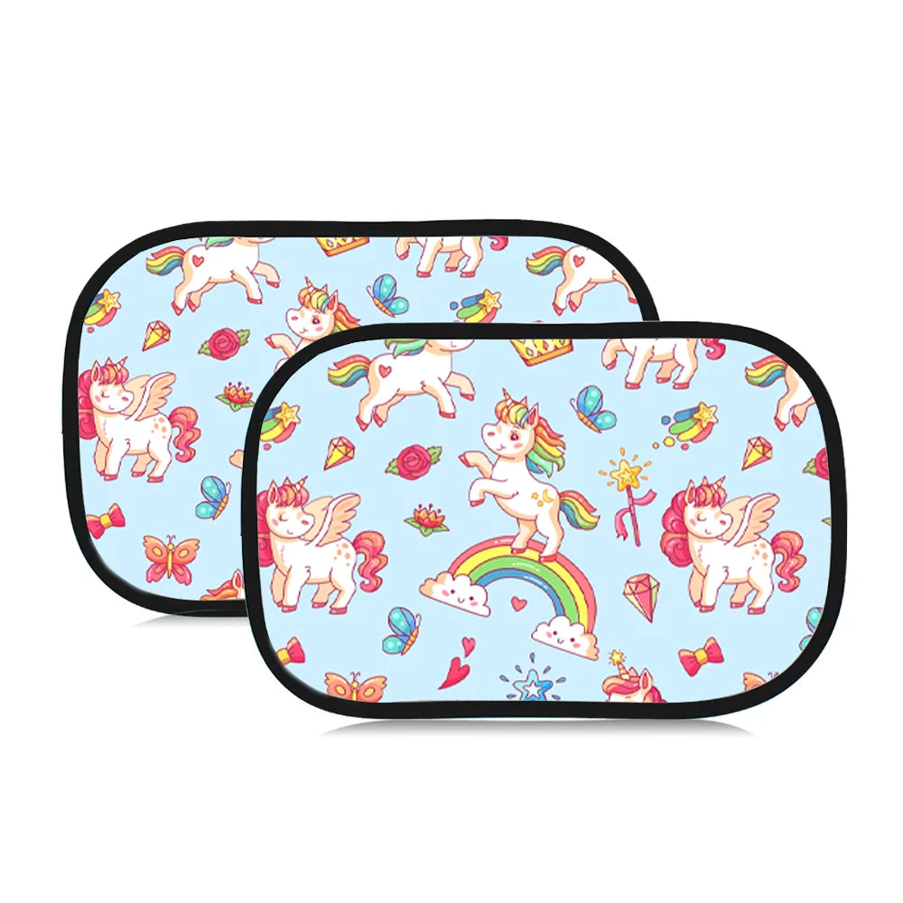 Black And Colorful Cartoon Animal Designs, Cling Car Sun Shade For Windows