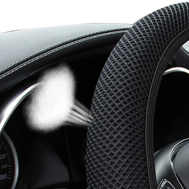 Car Steering Wheel Cover Skidproof 38cm Durable Fabric Elastic Steering Wheel