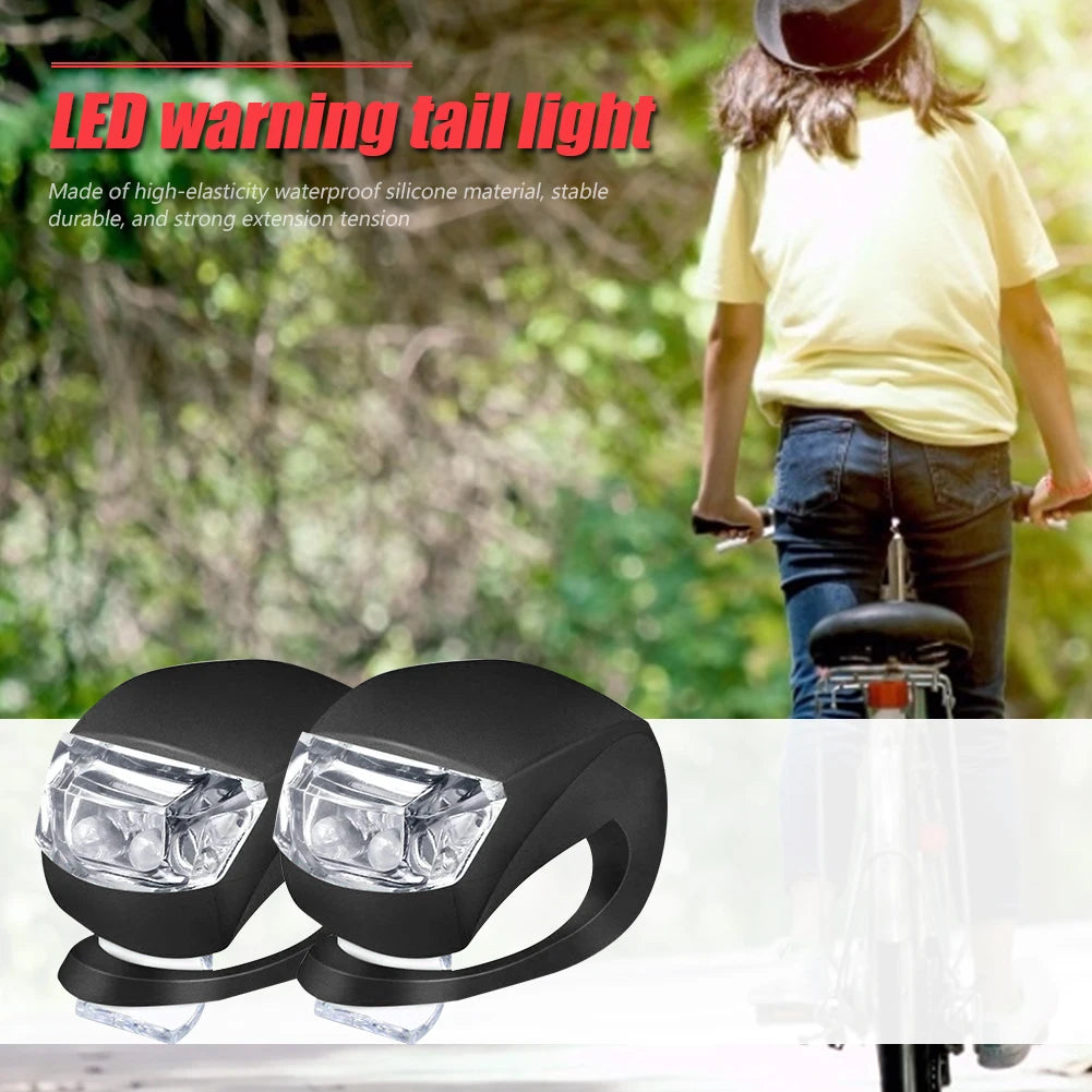 2-10pcs LED Silicone Bicycle Front Rear Light Set 3 Modes Waterproof MTB Mountain Road Bike Cycling Headlight Tail Warning Lamp