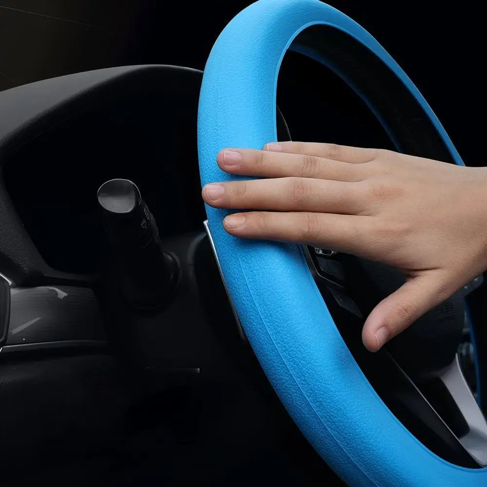 Black Steering Wheel Cover Anti-Slip Silicone - Universal Fit, Soft Fits Most Ve