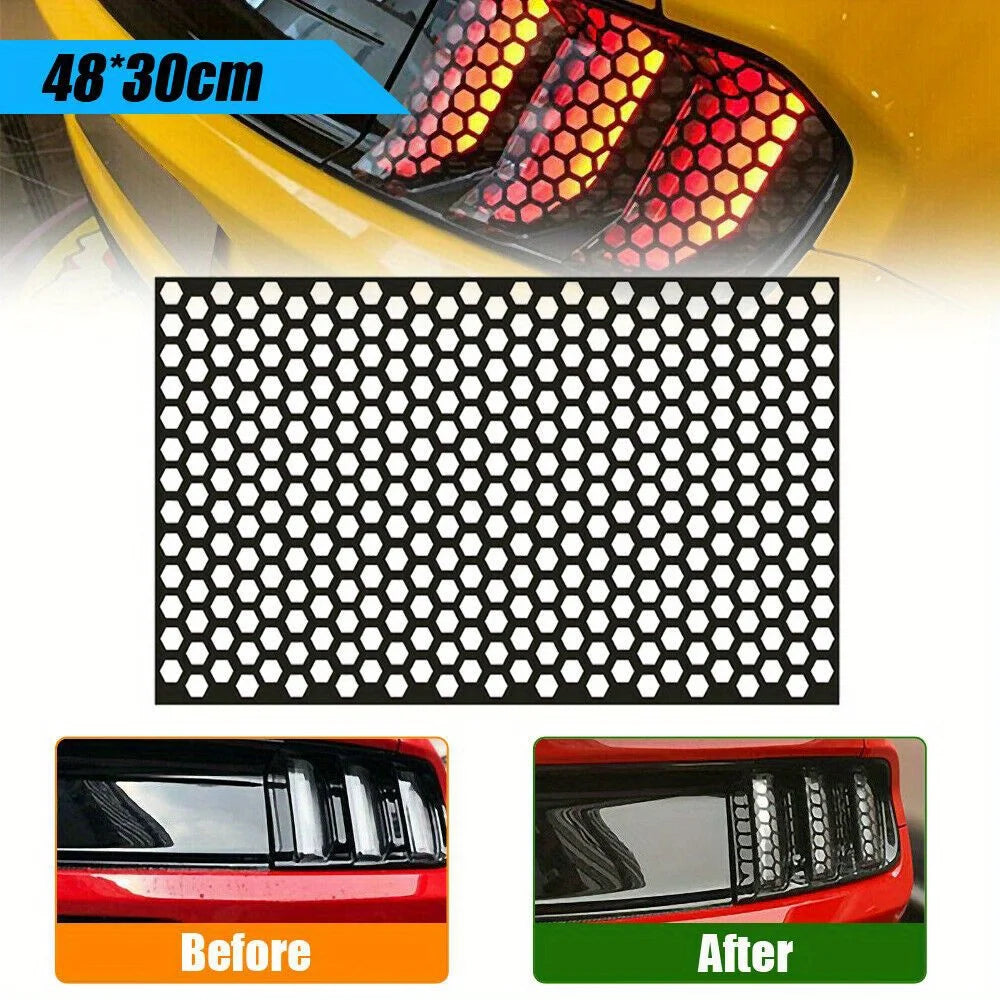 Car rear taillight sticker honeycomb type sticker carbon fiber style black