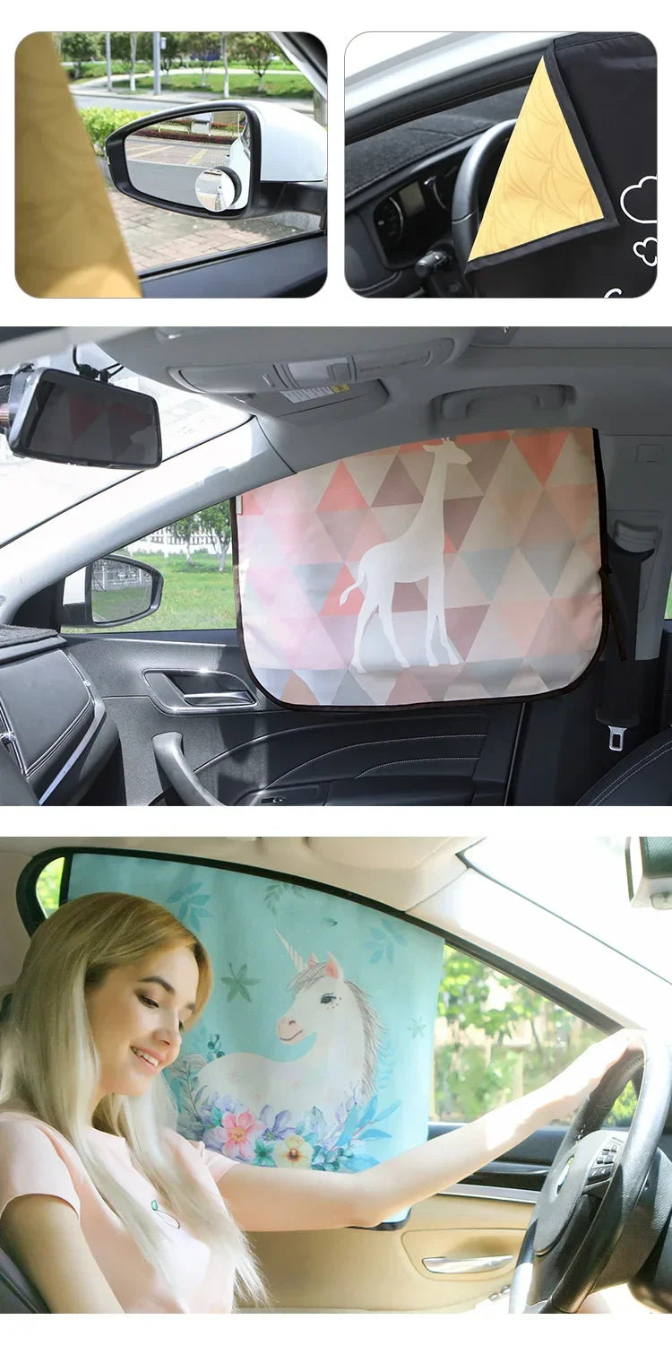 Cartoon Universal Side Window Sunshade UV Protection For Baby Children Car