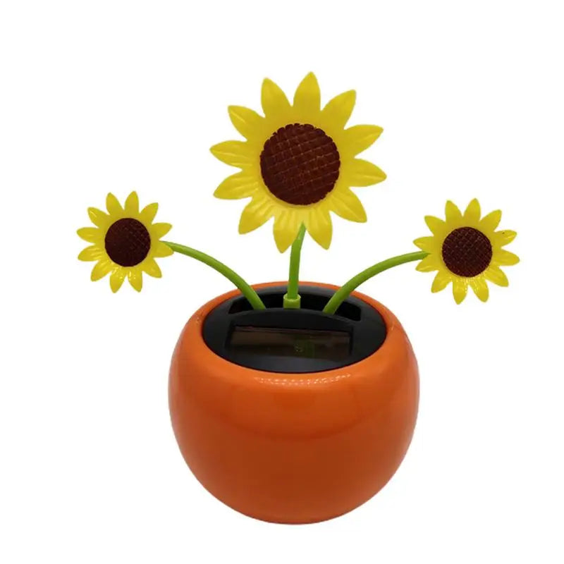Solar Toy Sunflower Ornaments Dancing Flowers Powered Car Dashboard Automatic Premium Automotive Accessory