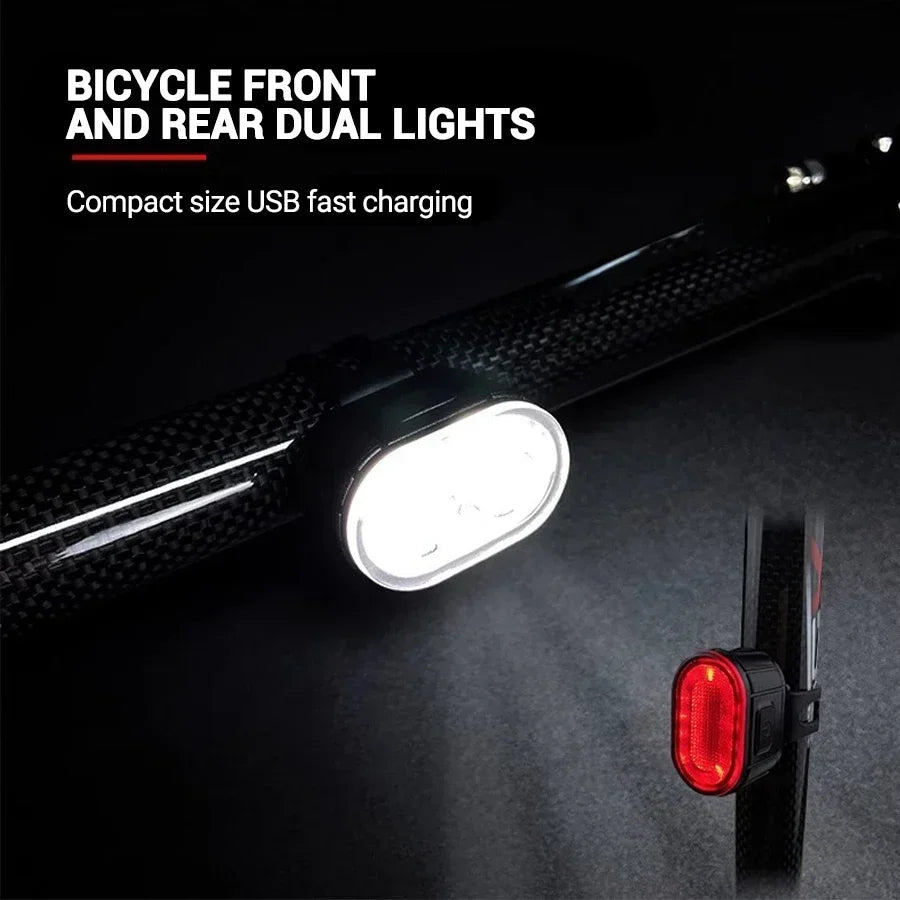Cycling Bicycle Front Rear Light Set Bike Type C Rechargeable Flashlight Light MTB Waterproof Taillight LED Lantern Bike Parts