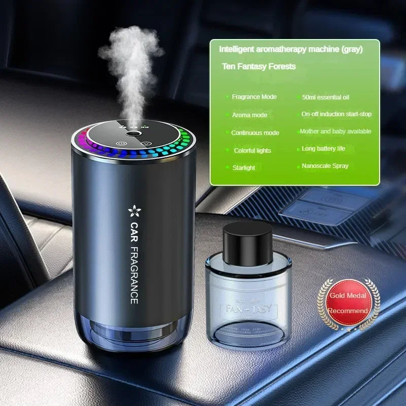 Car Aromatherapy Perfume with Automatic Spray Aluminum Alloy Metal Odor Remover