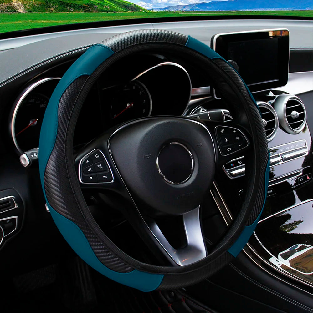 Steering Wheel Cover Carbon Fiber Leather Car without Inner Ring