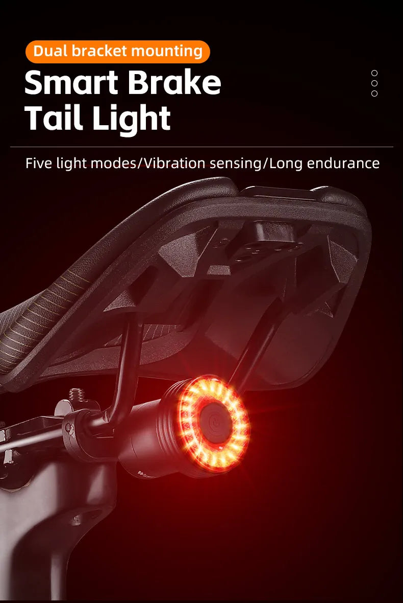 WEST BIKING Bike Tail Light Smart Sensing MTB Road Bike Rear Light  IPX6 Waterproof Type-C Charging Taillight Cycling Accessory
