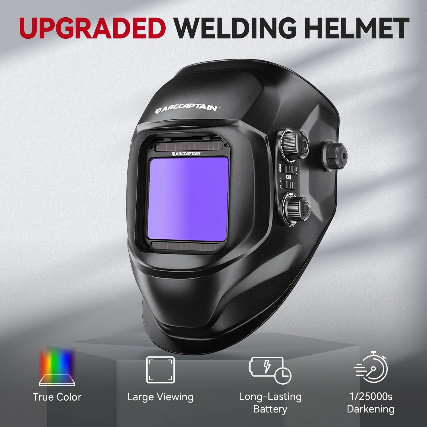ARCCAPTAIN Welding Helmet Welder Mask Large View True Color Solar Power Auto Darkening Welding Mask For Arc MIG TIG Welder Cut