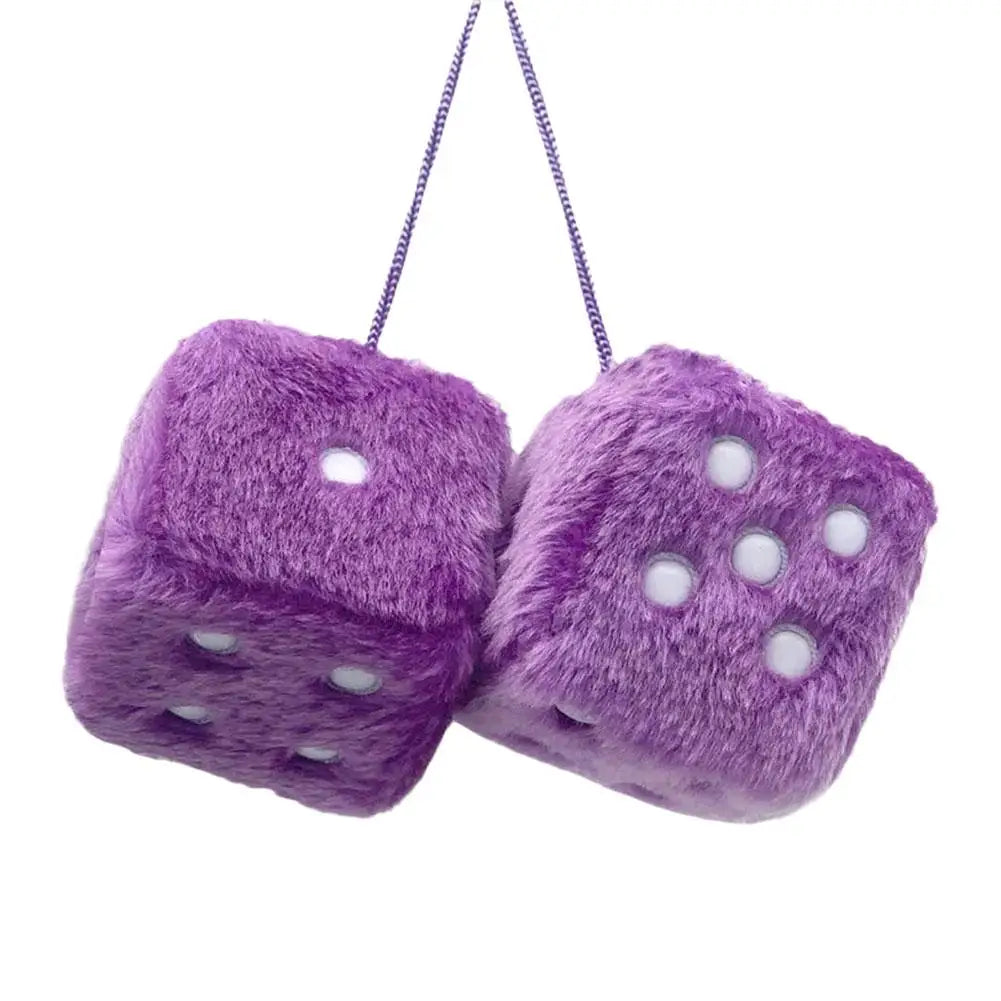 Big Long Hair Hot Stamping Dot Dice Plush Toy Cube Pendant Car Ornament Sieve Premium Automotive Accessory