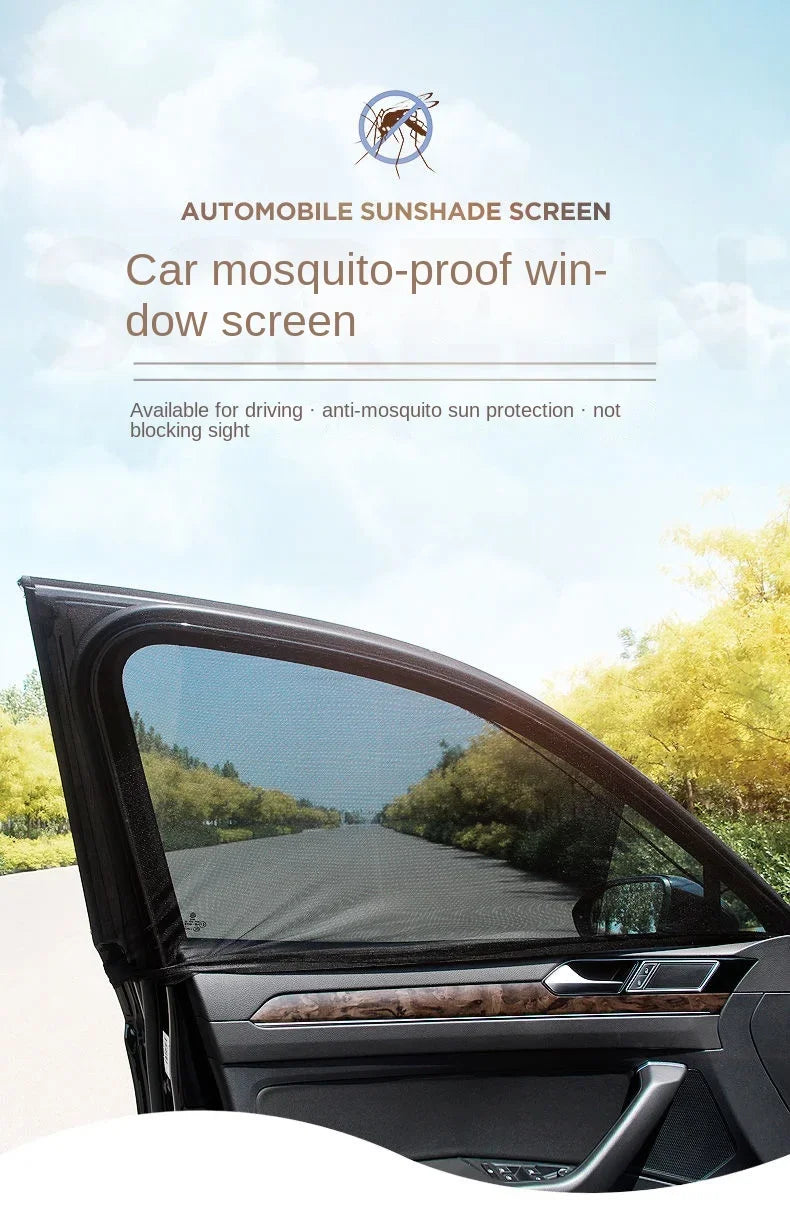2pcs Car Rear Side Window Sunshade UV Protect Shield Mesh Prevent Mosquito