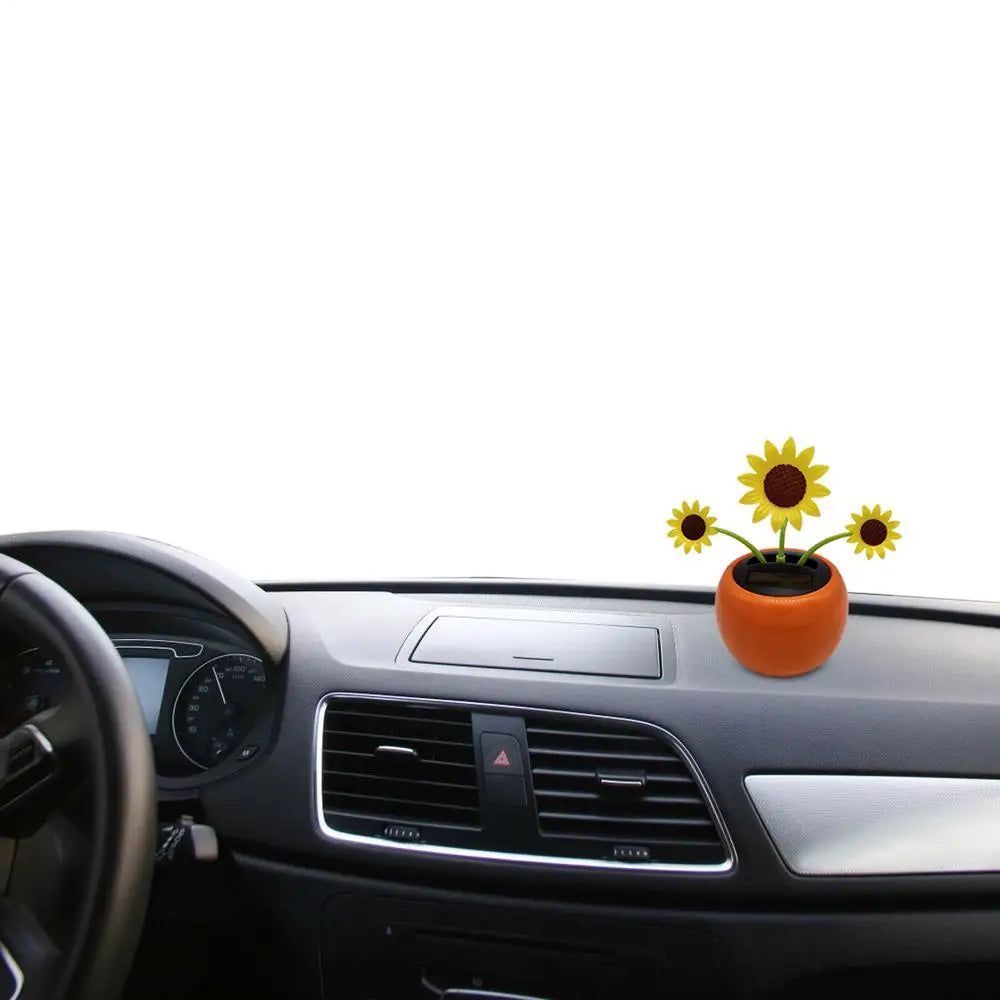 Solar Toy Sunflower Ornaments Dancing Flowers Powered Car Dashboard Automatic Premium Automotive Accessory