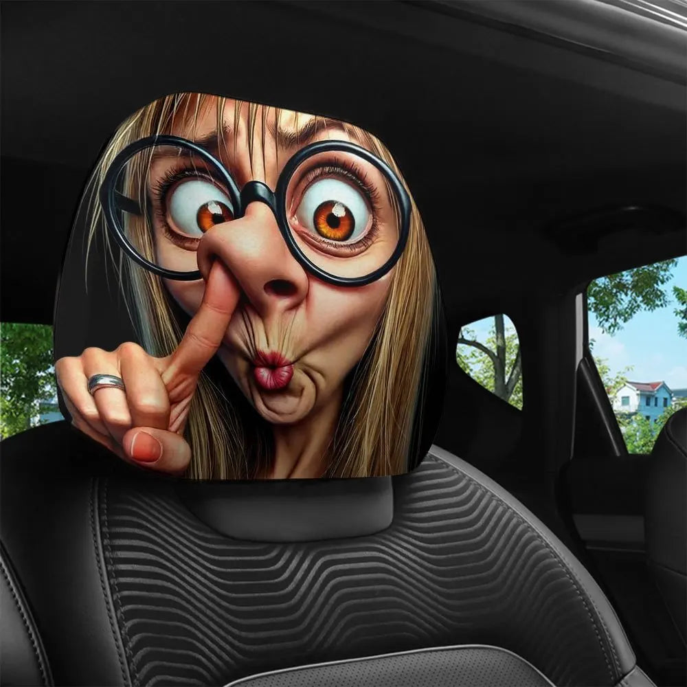 Fun Drive Car Headrest Cover Washable Easy To Install Personalized Interior