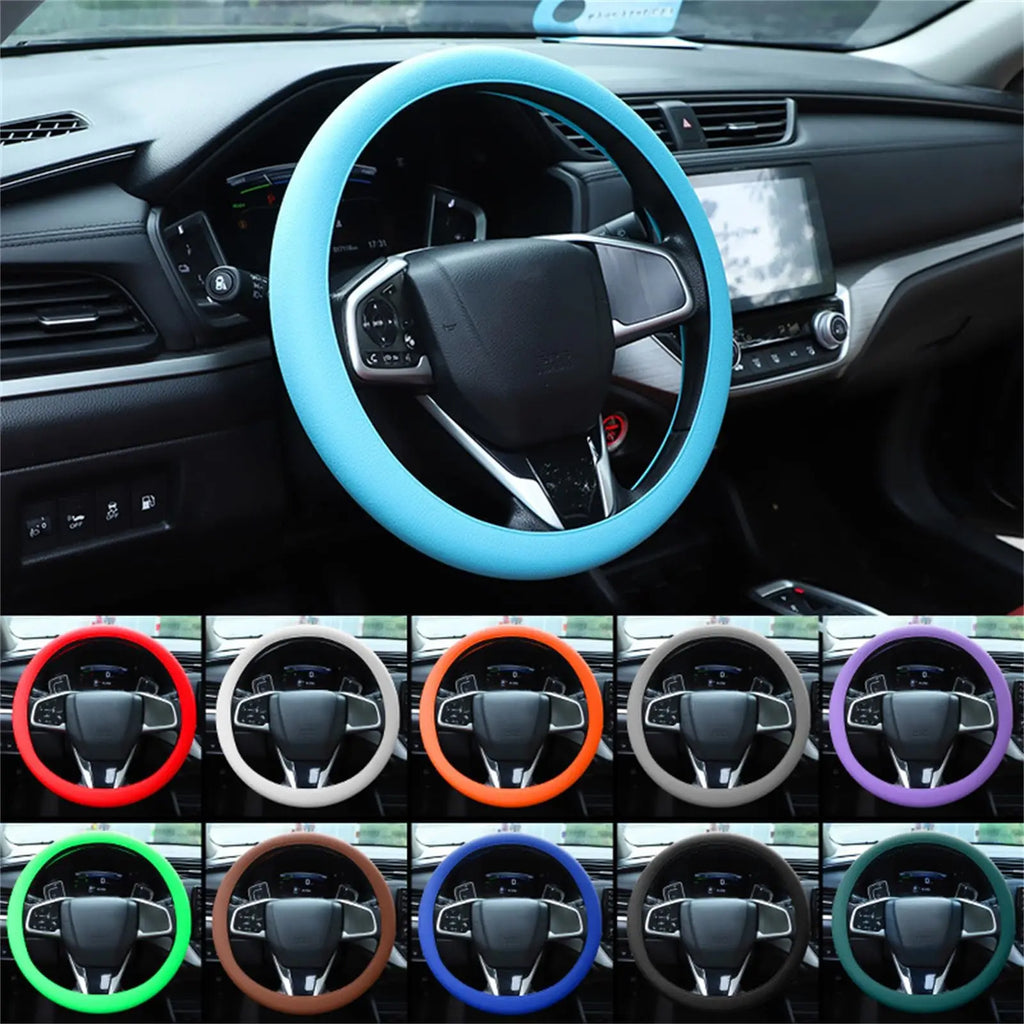 Black Steering Wheel Cover Anti-Slip Silicone - Universal Fit, Soft Fits Most Ve