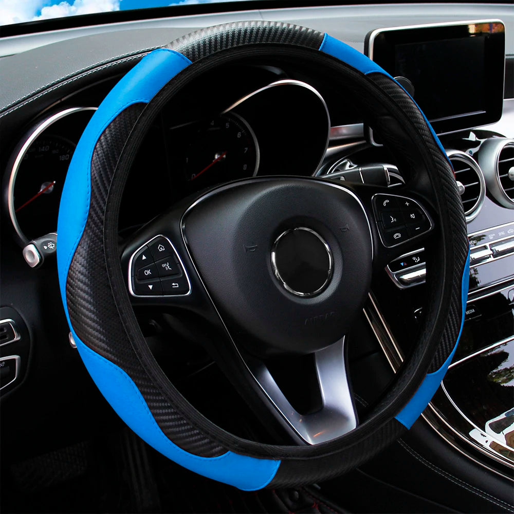 Car Steering Wheel Cover Breathable Anti Slip PU Leather Steering Covers