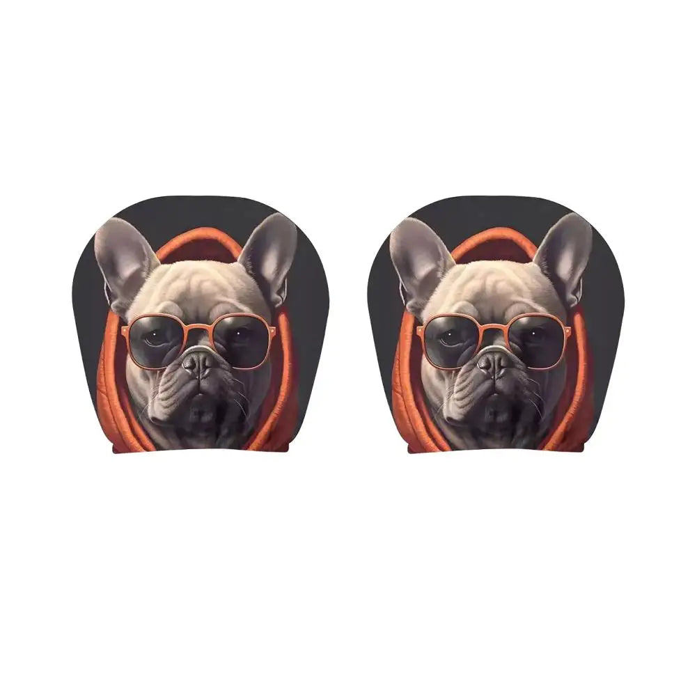 2PCS Bear Car Headrest Covers Universal Elastic Funny Printed Pillowcase