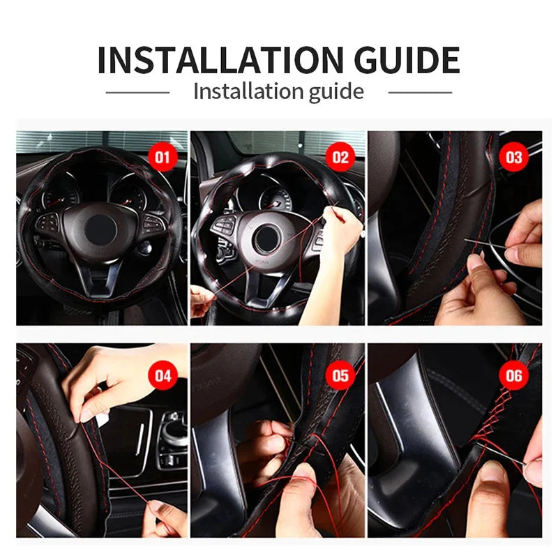 Genuine Leather Steering Wheel Cover For Car Braiding Steering Wheel Protector
