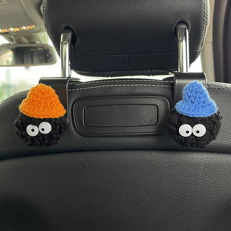 2PCS Cute Cartoon Ball Toy Car Seat Back Hooks Storage Vehicle Headrest Interior