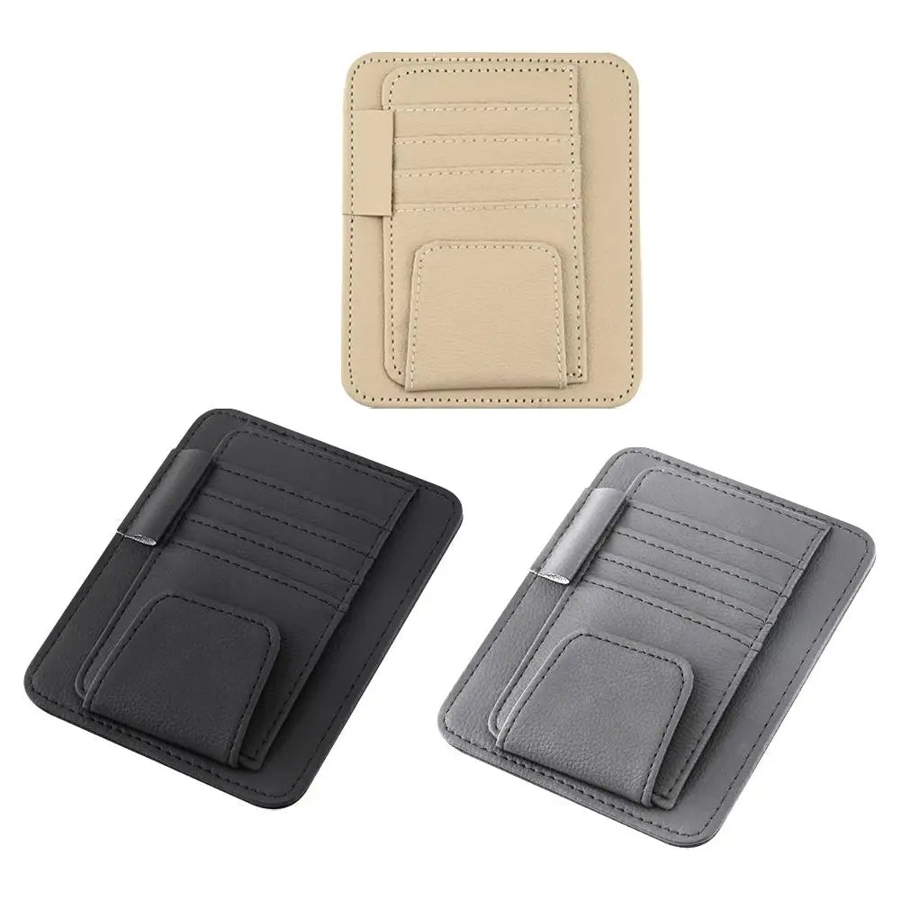 Car Sun Visor Organizer Multi-Pocket Business Card Storage Management Sunglasses