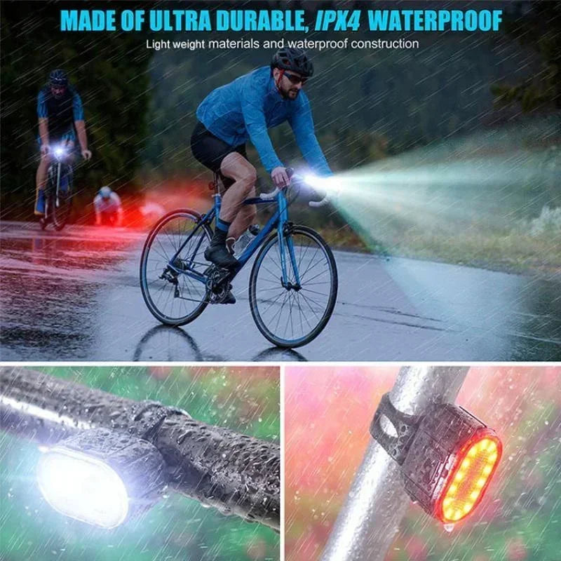Cycling Bicycle Front Rear Light Set Bike Type C Rechargeable Flashlight Light MTB Waterproof Taillight LED Lantern Bike Parts