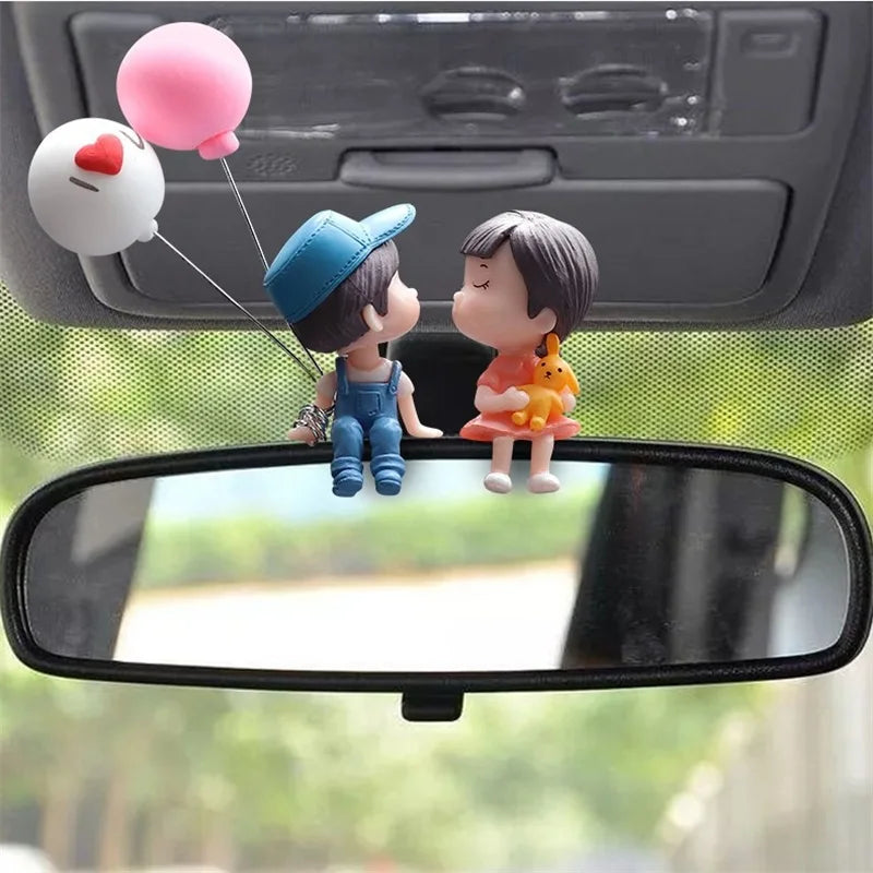 Cute Cartoon Couples Car Decoration Accessories Romantic Figurines Balloon Premium Automotive Accessory