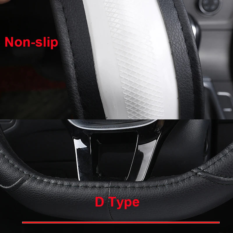 D Type Car Steering Wheel Cover for Nissan X-Trail Qashqai Rogue Maart Serena