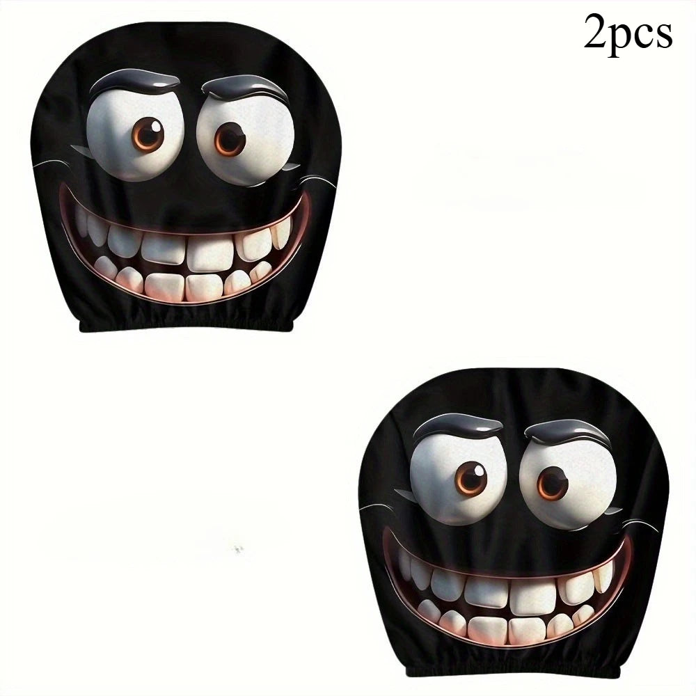 2pcs Smiley Face Printed Car Pillowcase Soft Comfortable Decorative Cushion