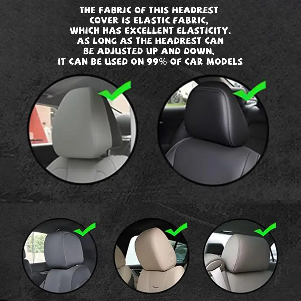2 PCS Horror Face Print Car Headrest Covers Funny Scary Elastic Seat Interior