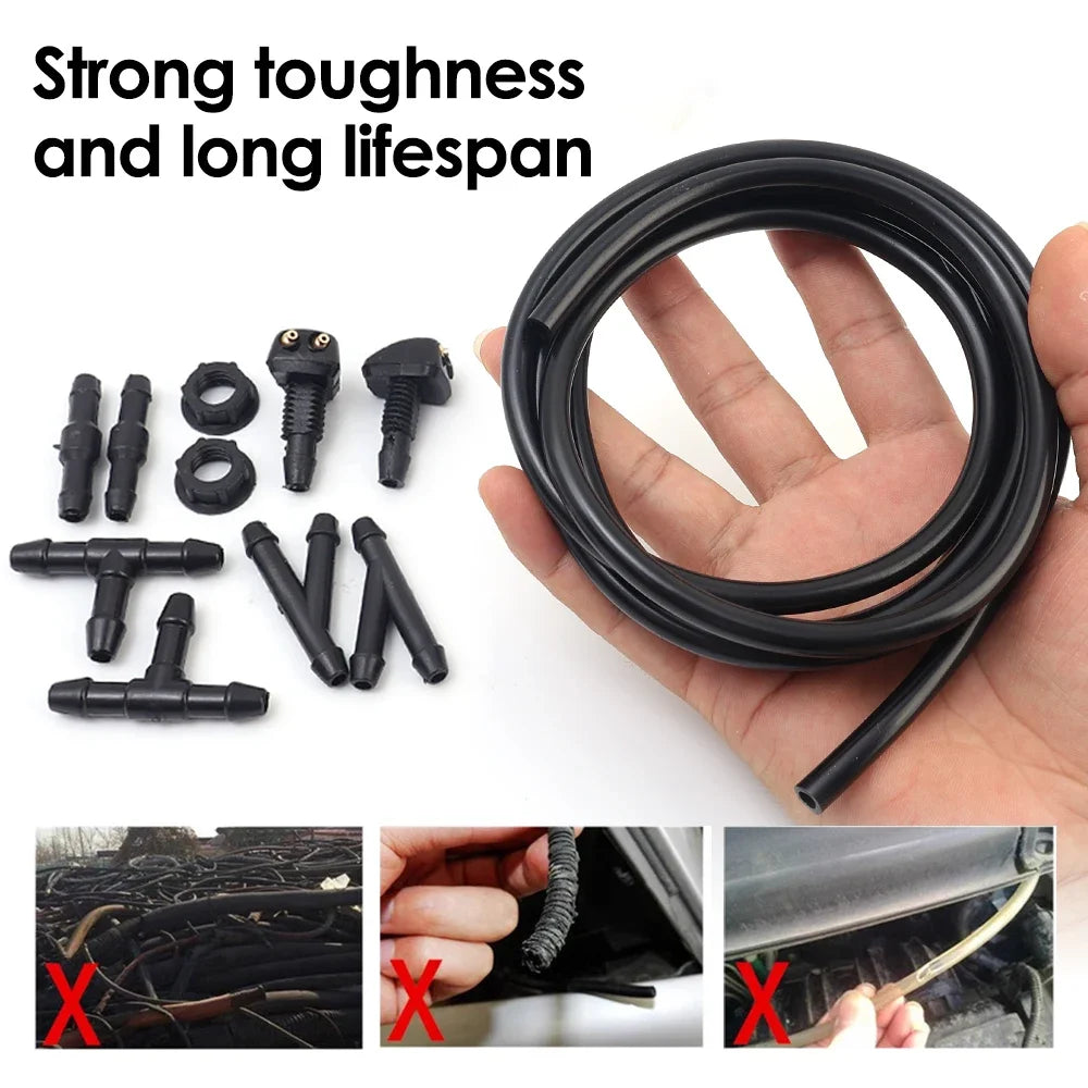 Universal Car Auto Windshield Washer Hose Wiper Blade Pipe Jet Spray Nozzle Premium Automotive Accessory