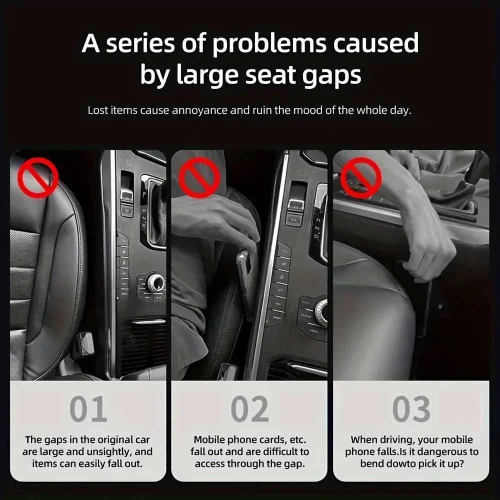Lot of 2 Car Seat Gap Filler Organizer Pu Waterproof Plug Strip with 2 Interior