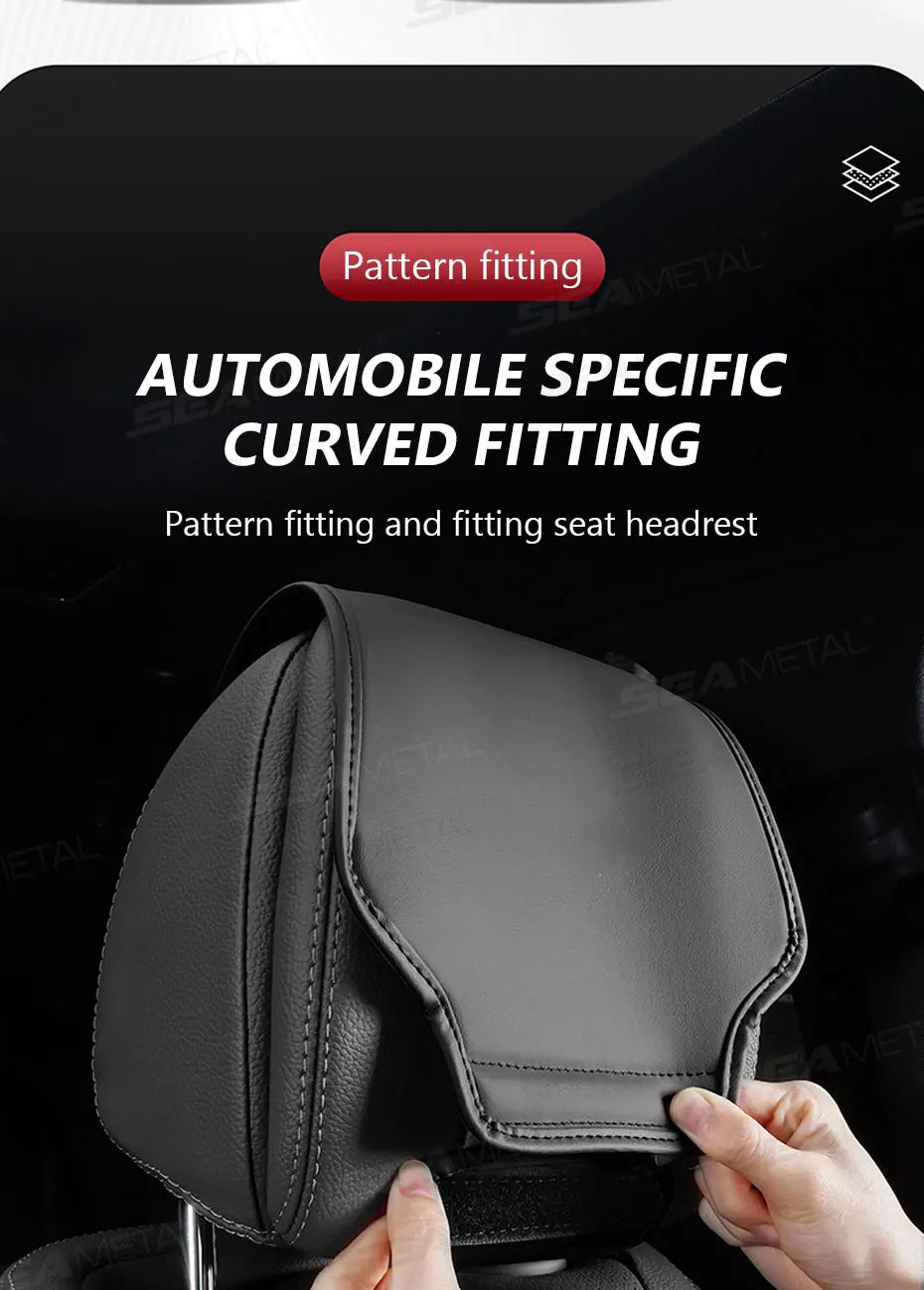 BLALION Premium Car Headrest Cover Universal Leatherette Neck Support Protector