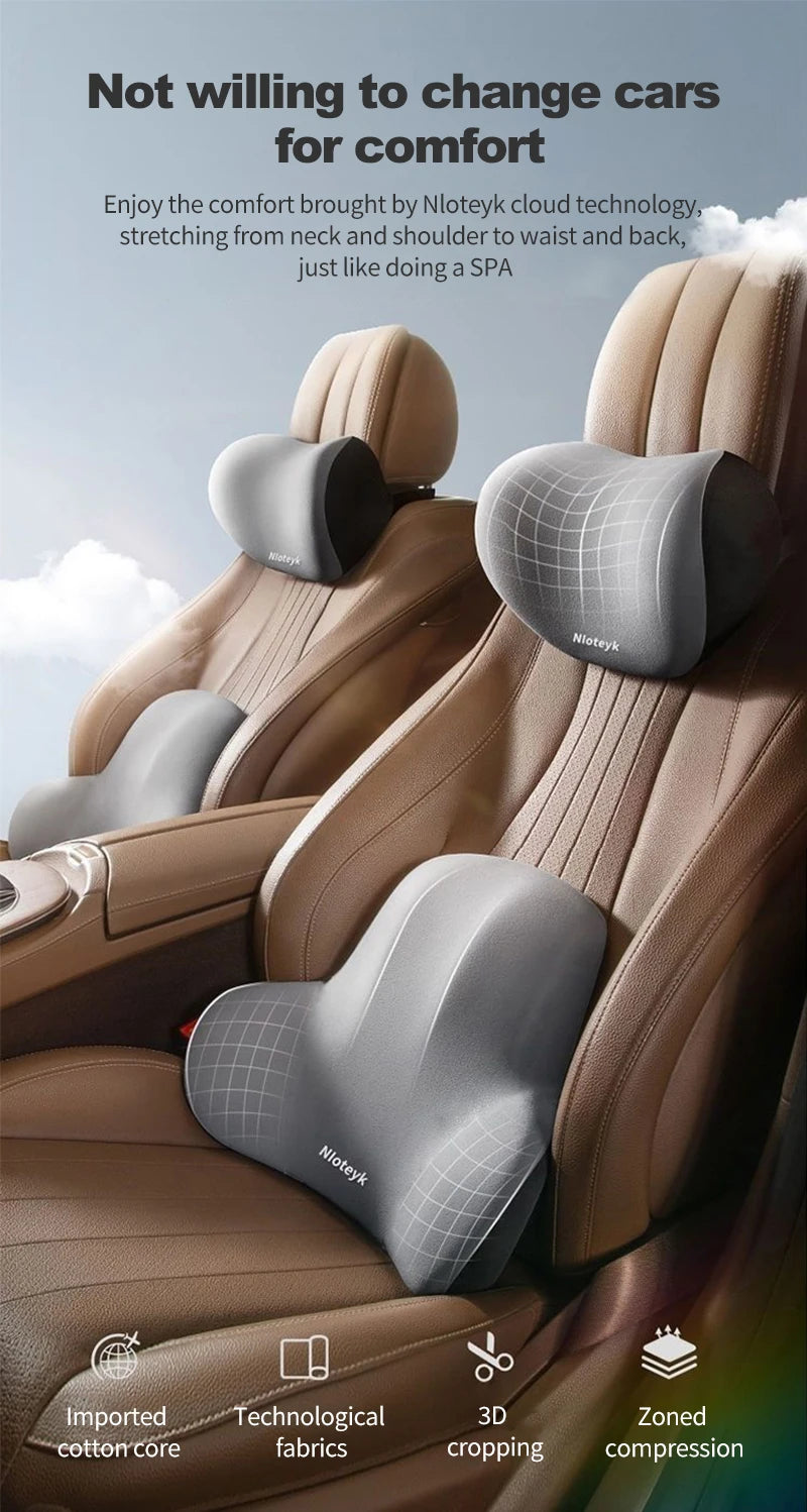 Car Neck Pillow Memory Foam Protective Lumbar Back Support Breathable SUV Truck
