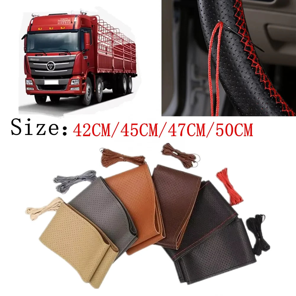 New Steering Wheel Cover Truck Handle Cover 42CM 45CM 47CM 50CM Braid Leather