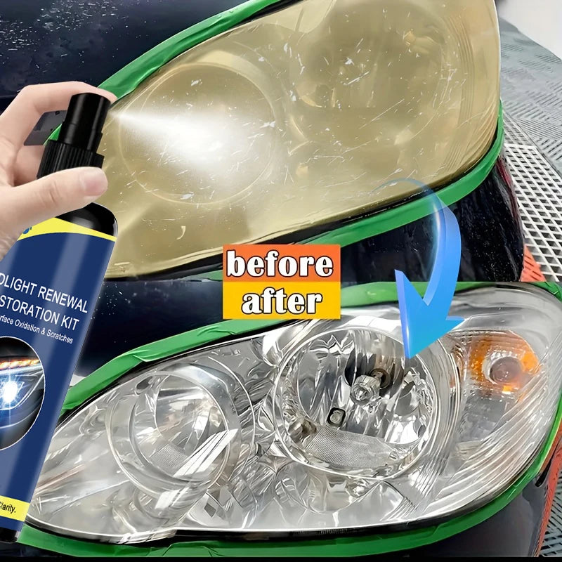 100ml Ceramic Headlight Restoration Spray, Premium Car Headlight Repair Tool - Removes Yellowing and Oxidation, Restores Clarity, Long-Lasting Light Coating Protection Spray