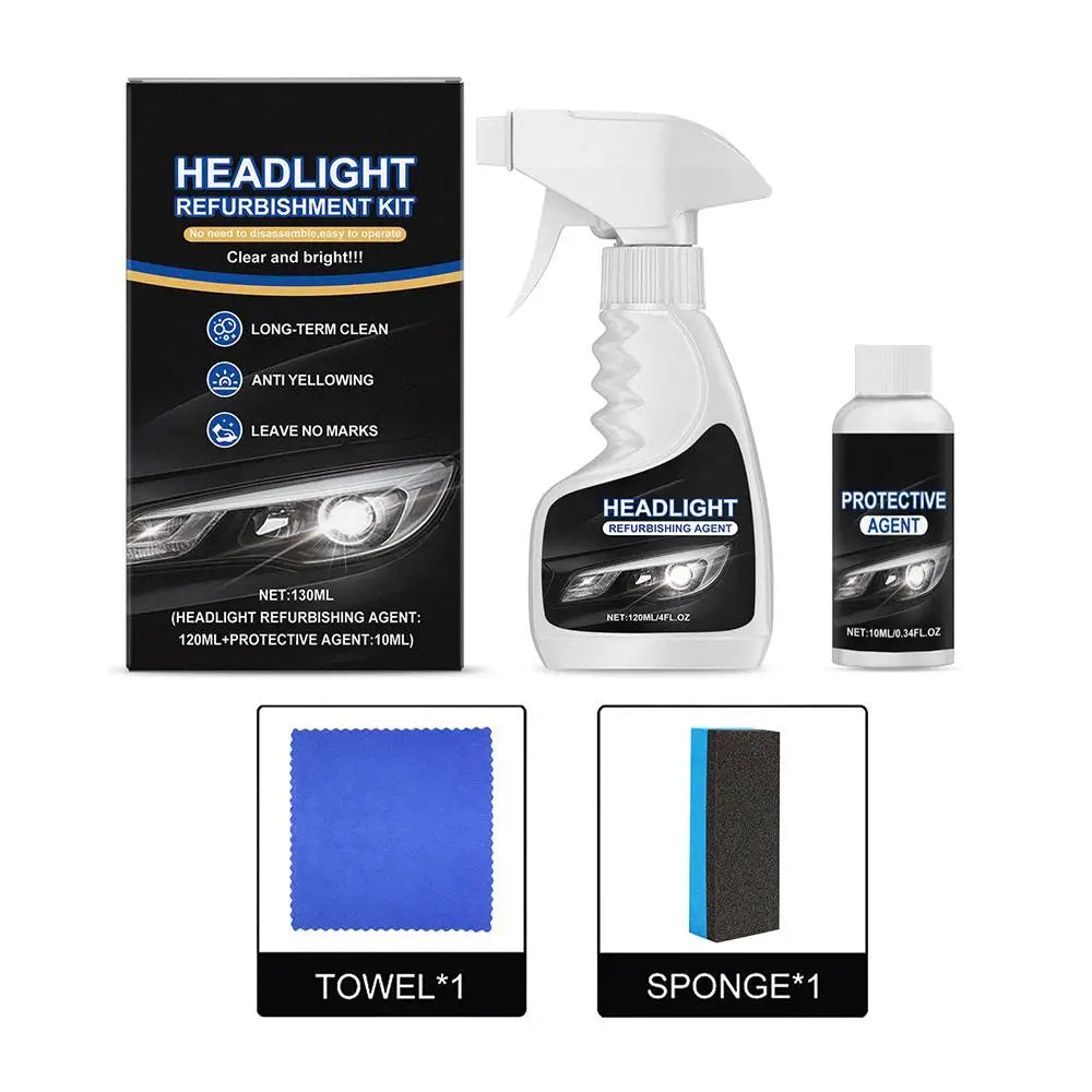Car Headlights Restoration Kit Chemical Brightener Headlight Polisher Restorer Polishing Paste Set Auto Headlamps Wax Sanding